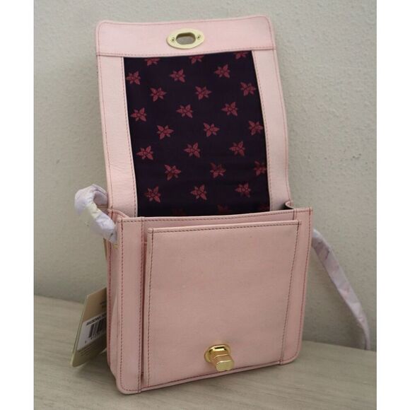 Anuschka Pink Dragonflies Hand-Painted Leather Crossbody Bag RFID Protection - Picture 8 of 10